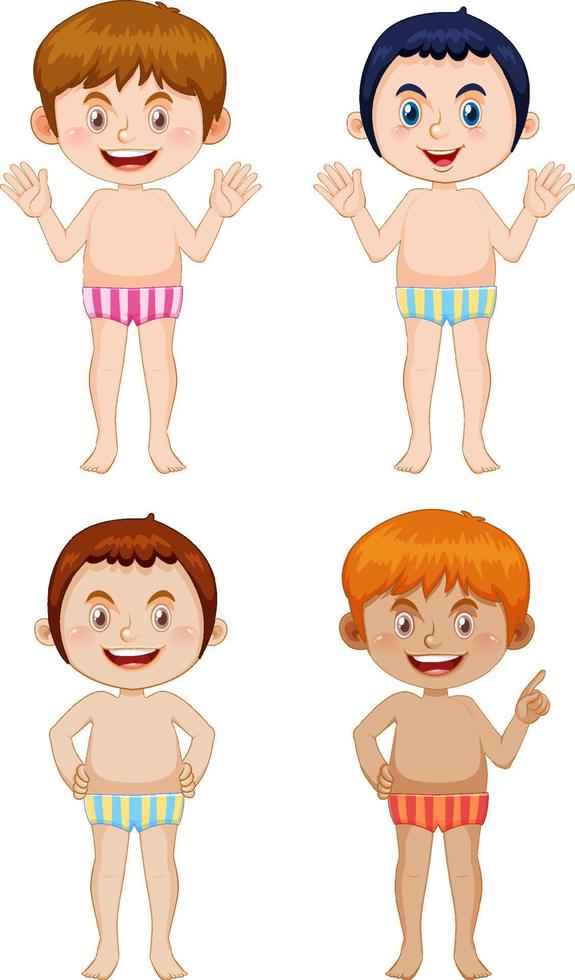 Set of boy wearing swimming suit vector