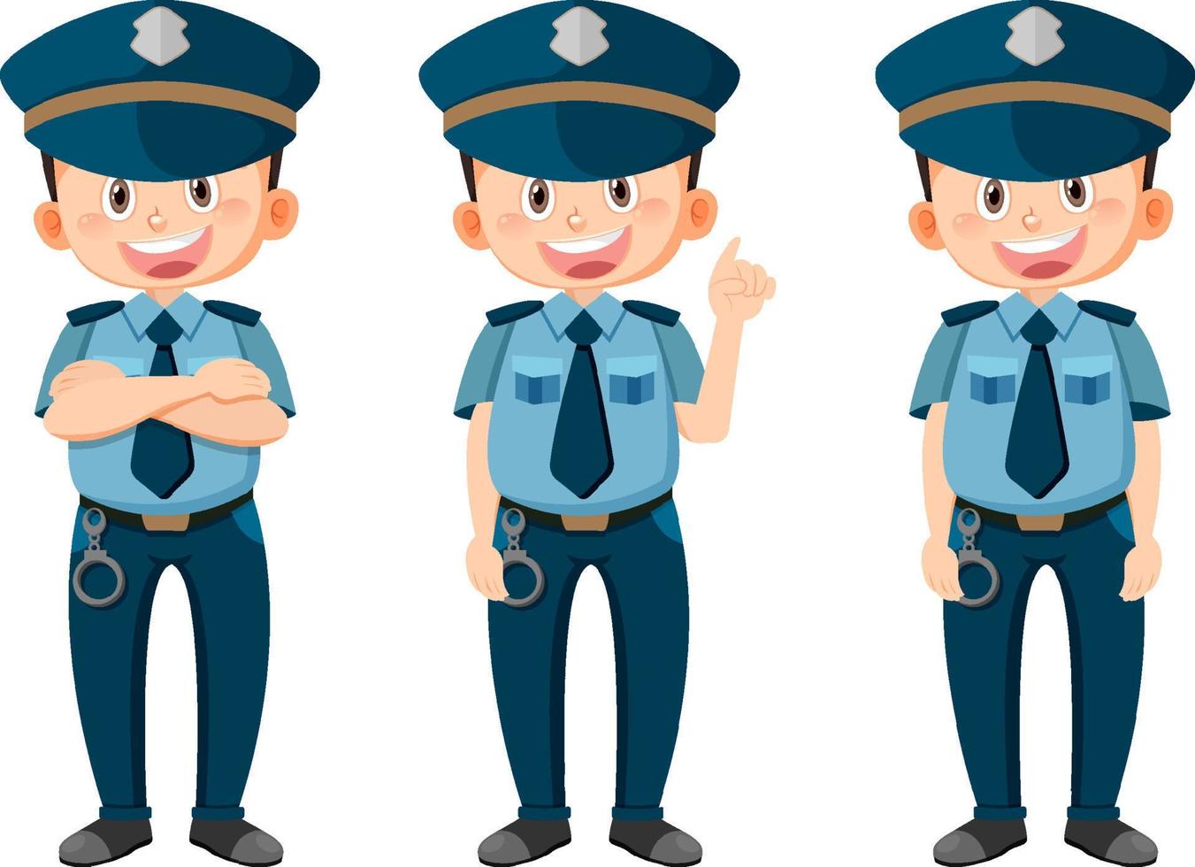 conjunto de personaje de dibujos animados de hombre policía vector