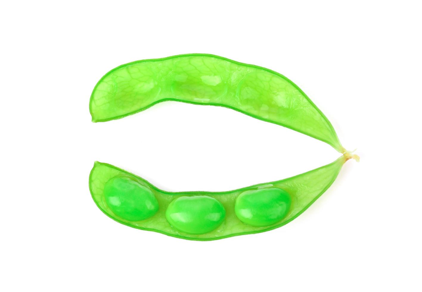 Green soy beans on white background. Top view. photo