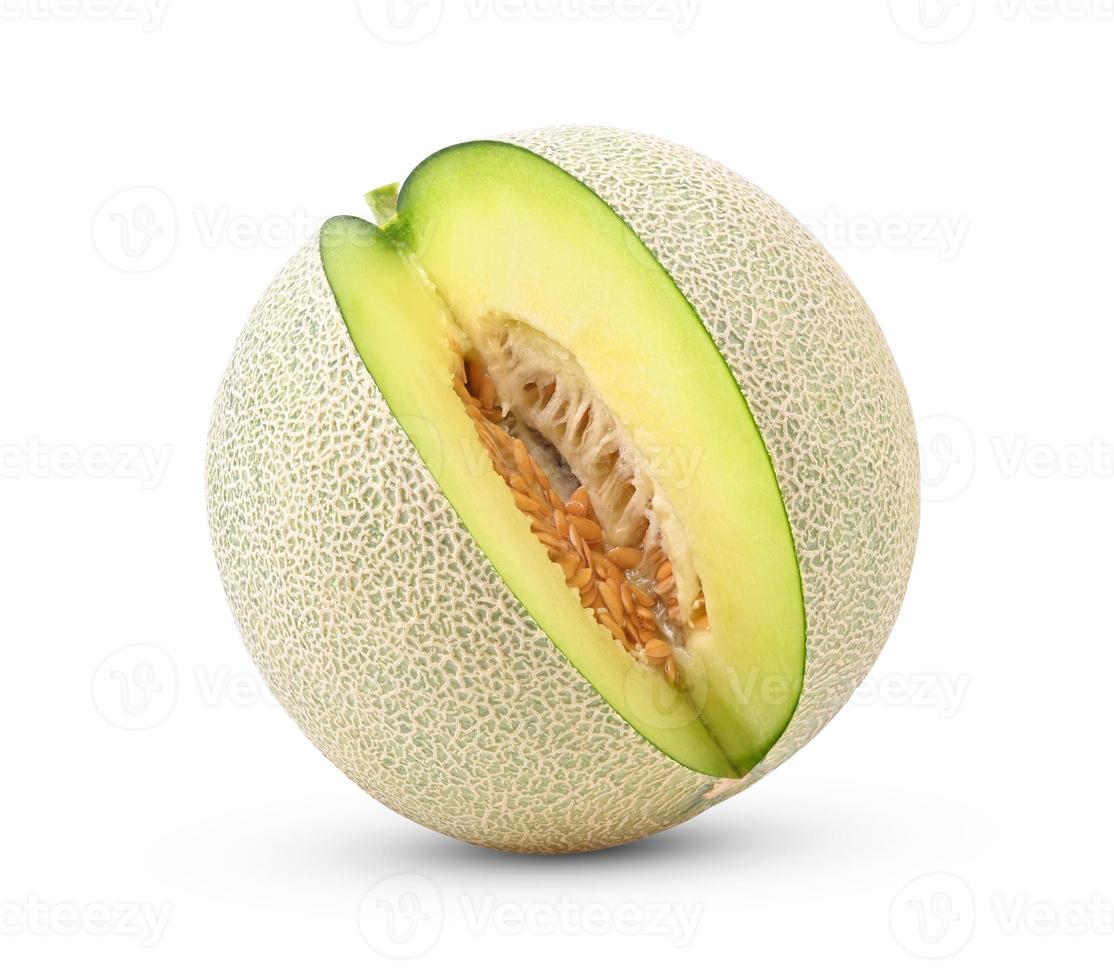 Melón cantalupo aislado sobre fondo blanco. foto