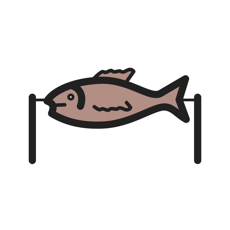 Grilled FIsh Filled Line Icon vector