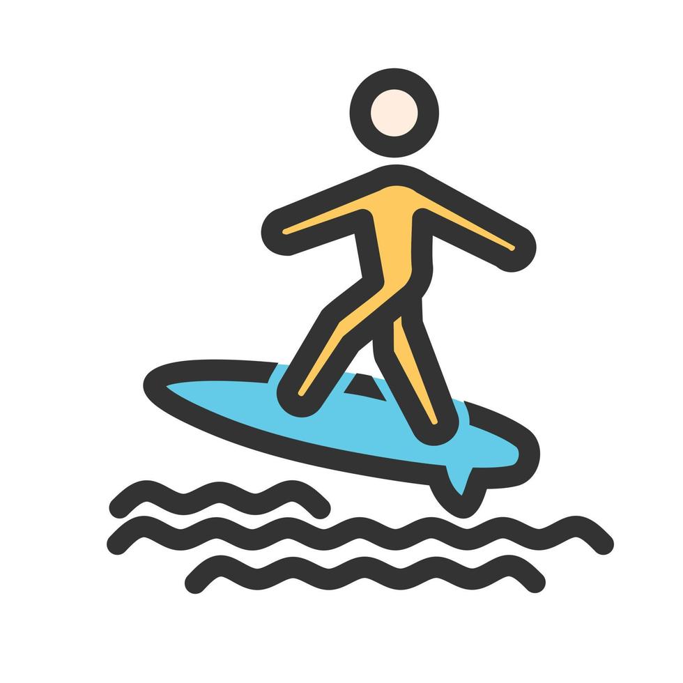 icono de línea llena de surf vector