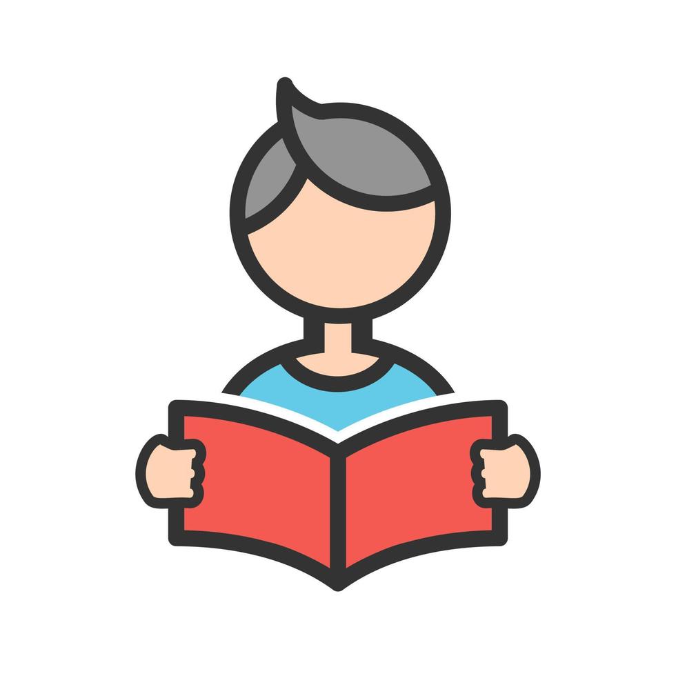 Boy Reading Filled Line Icon vector