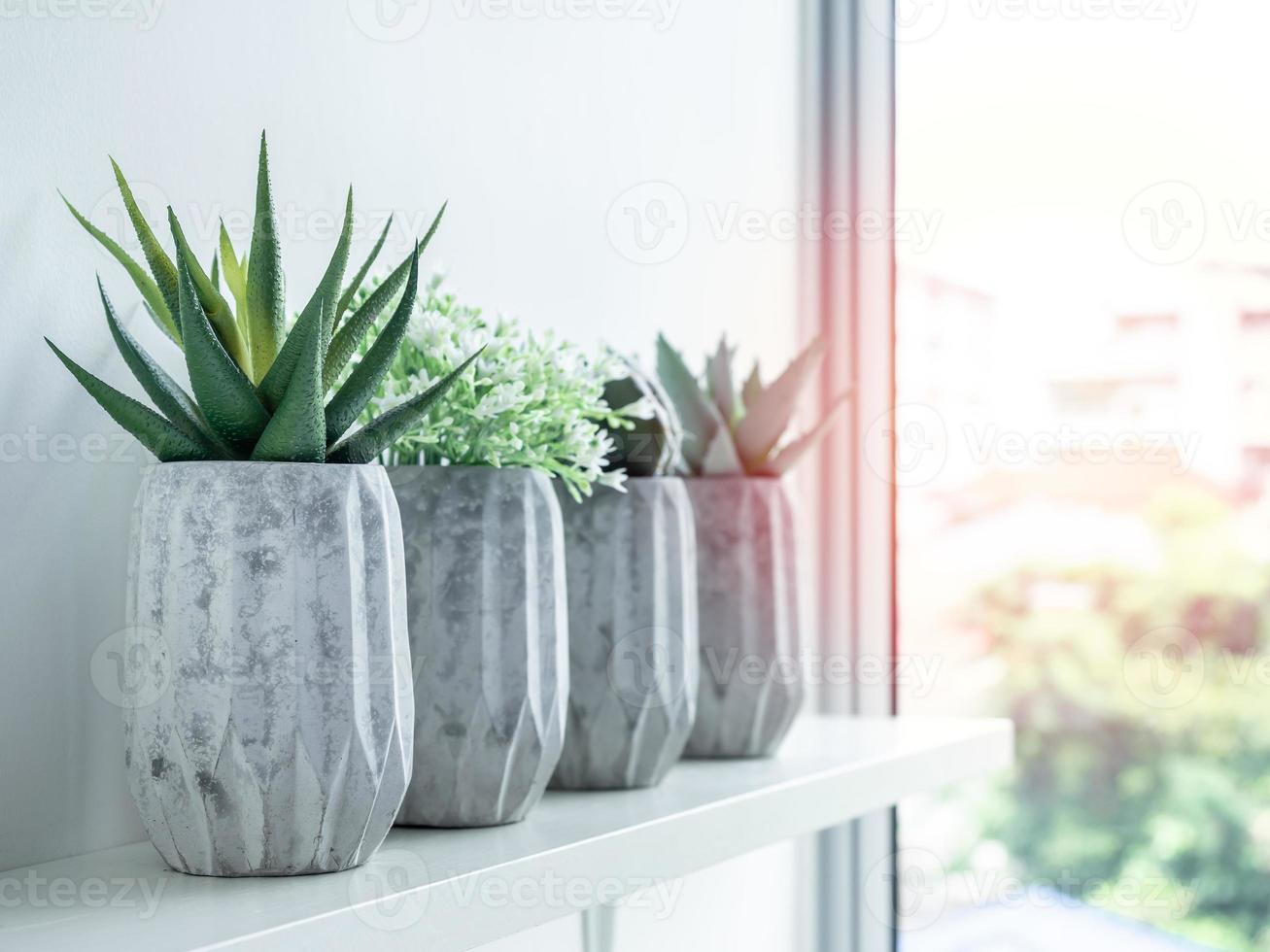 Concrete pot. Modern geometric concrete planter. photo