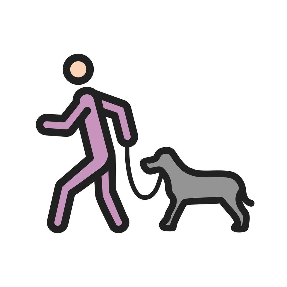 Walking Dog Filled Line Icon vector