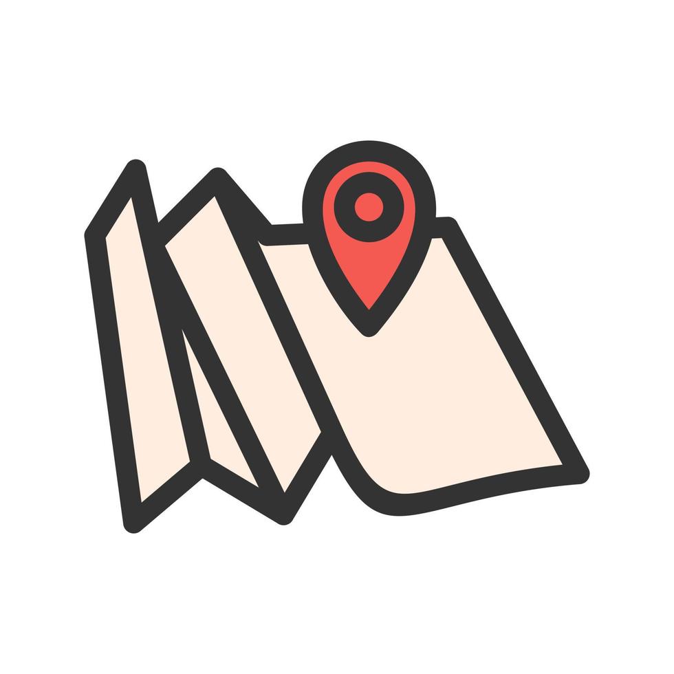 Folded Map Filled Line Icon vector