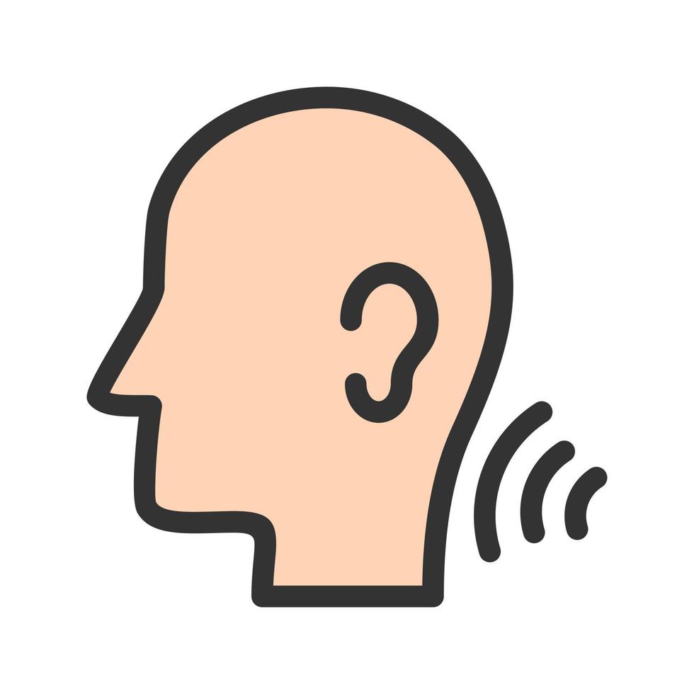 icono de línea llena de habilidades auditivas vector