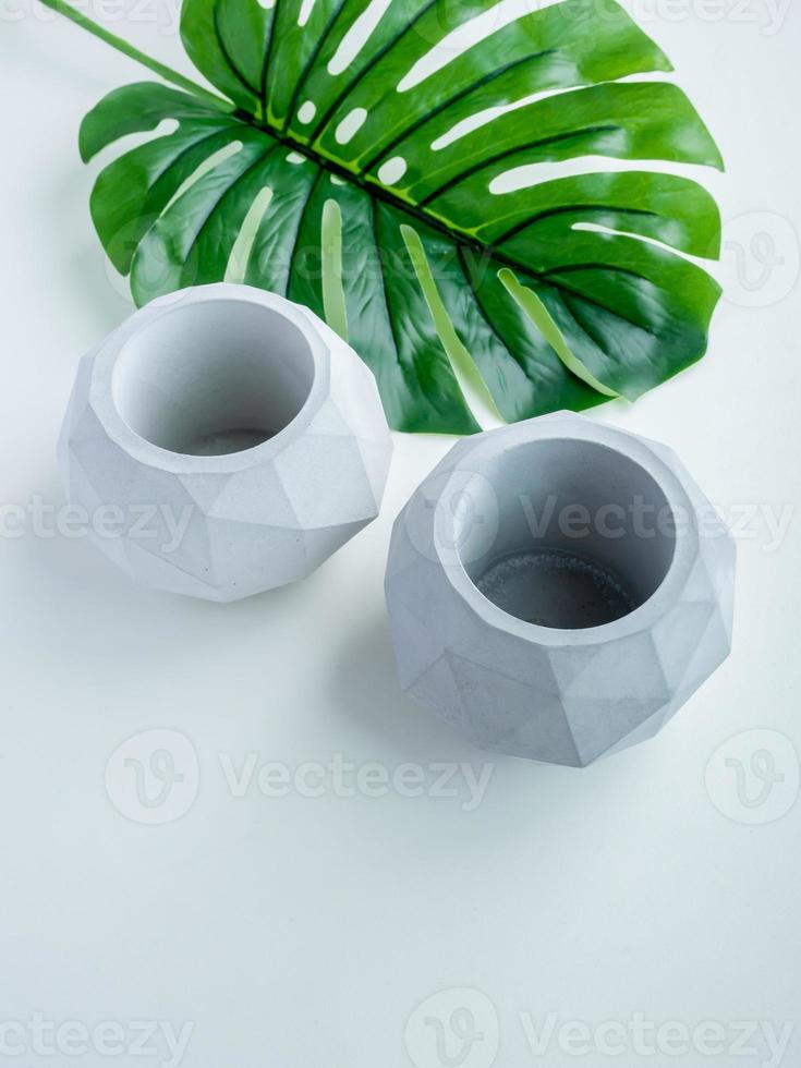 Concrete pot. Modern geometric concrete planter. photo
