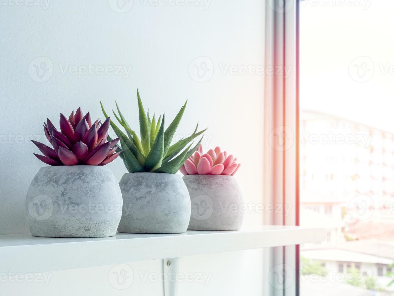 Concrete pot. Modern geometric concrete planter. photo