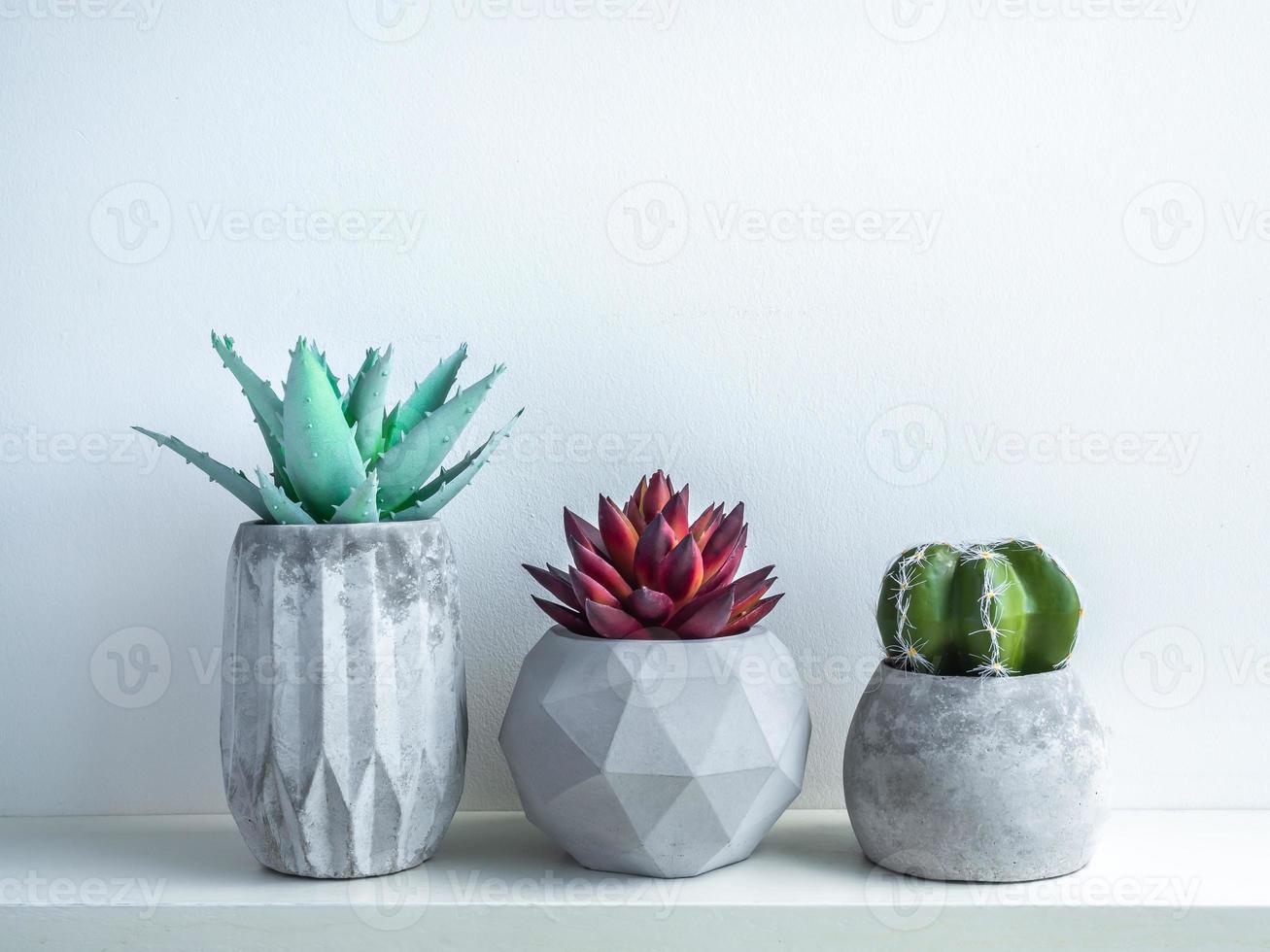 Concrete pot. Modern geometric concrete planter. photo