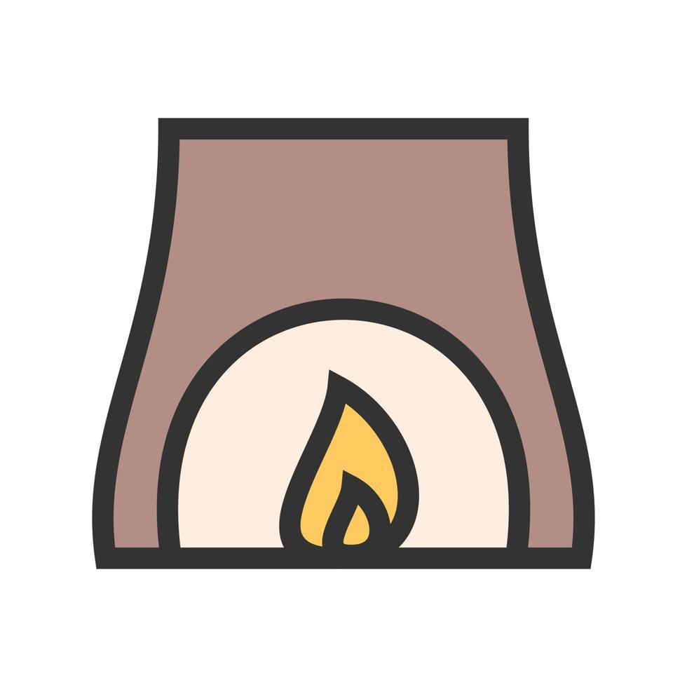 icono de línea llena de chimenea vector