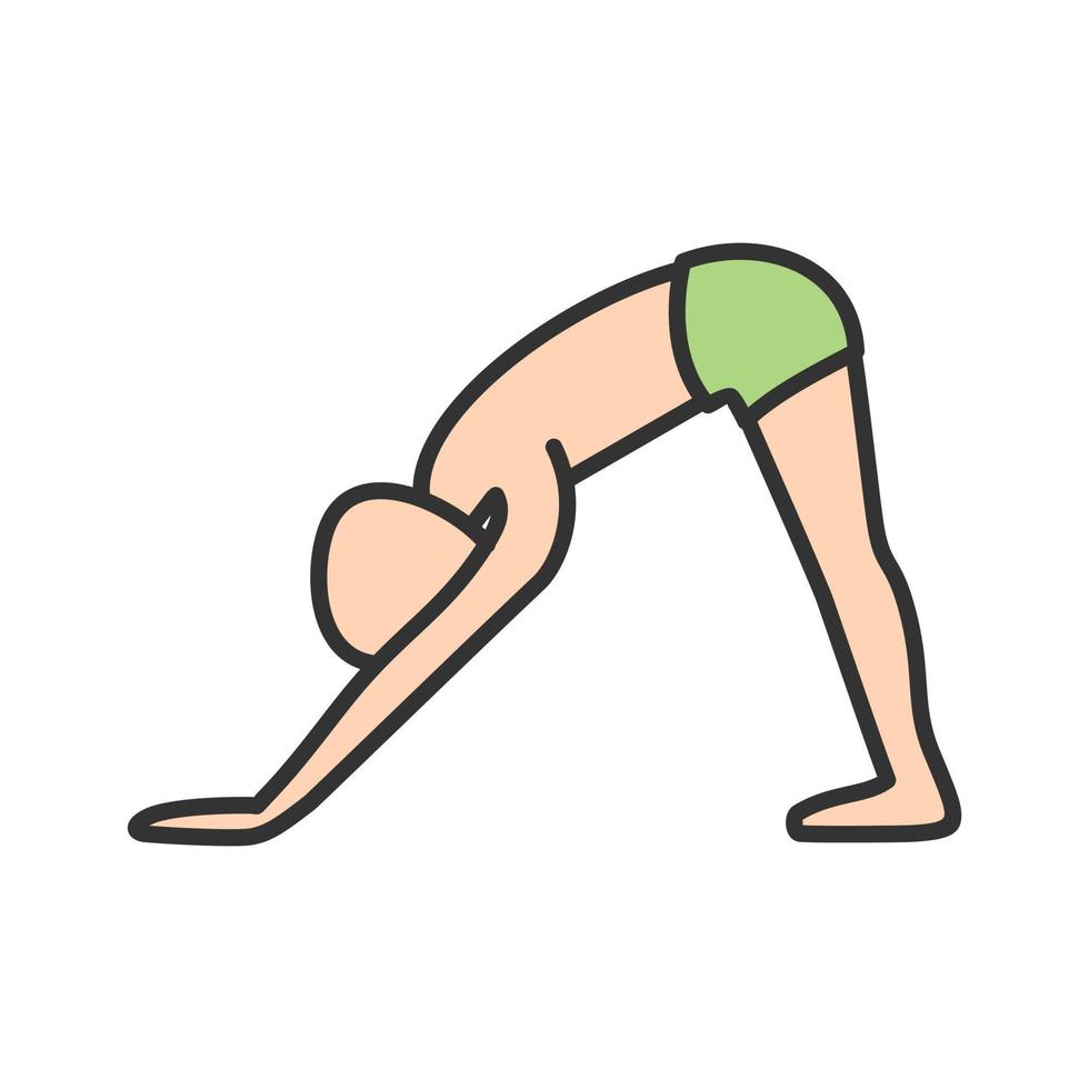 Downward Facing Dog Pose Filled Line Icon vector