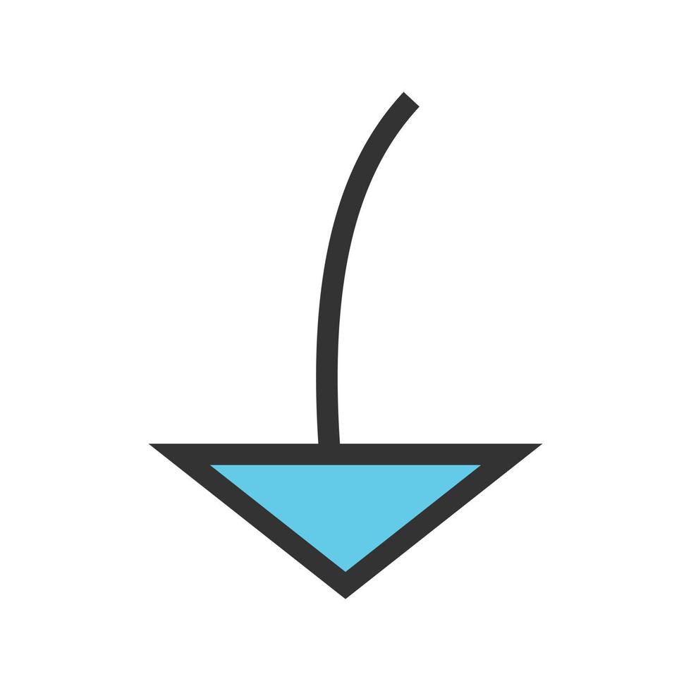 Arrow Pointing Down Filled Line Icon vector