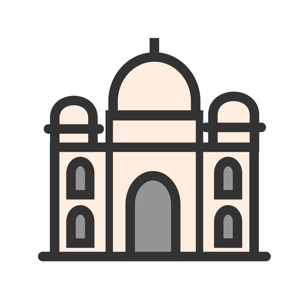 icono de línea llena de taj mahal vector