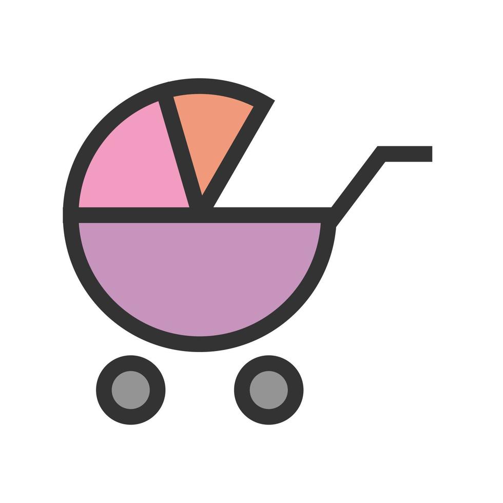 Stroller II Filled Line Icon vector