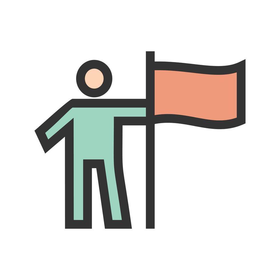 Man setting Flag Filled Line Icon vector