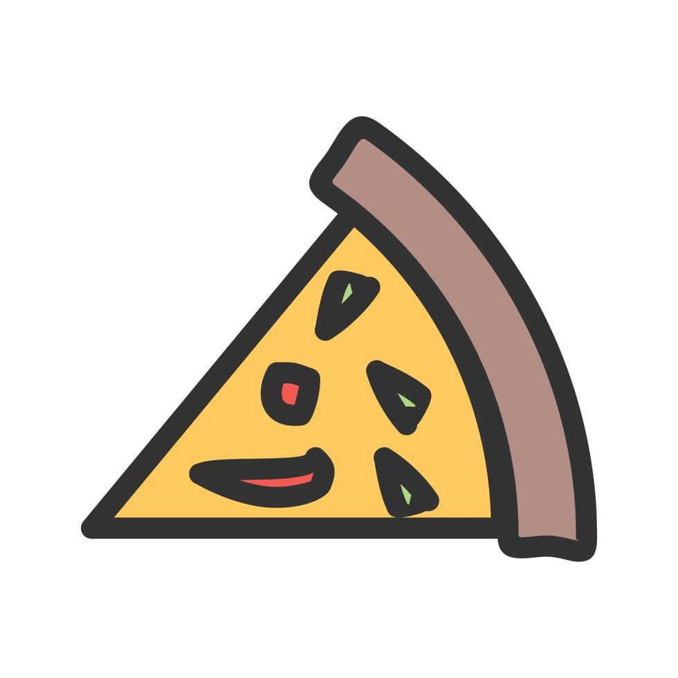 rebanada de icono de línea llena de pizza vector