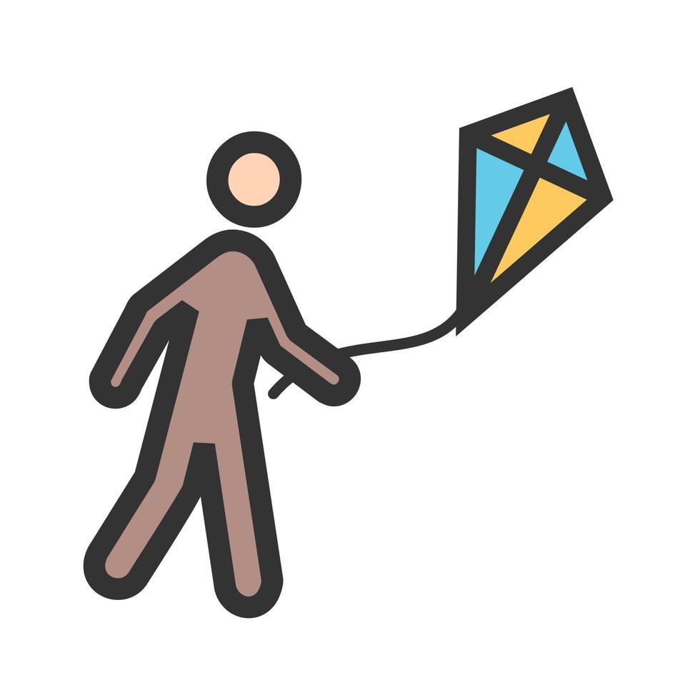 Flying Kite Filled Line Icon vector
