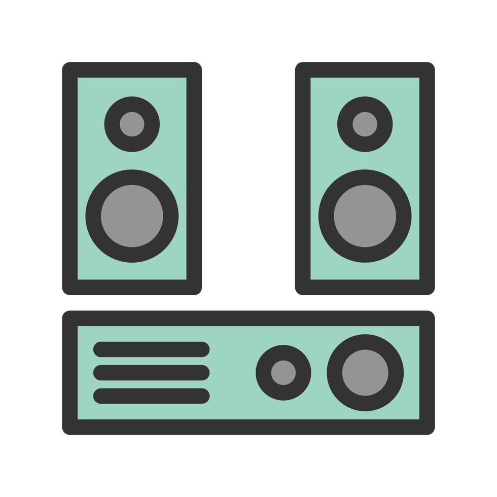 icono de línea llena del sistema de audio vector