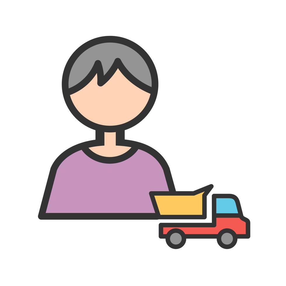 Playing with Truck Filled Line Icon vector