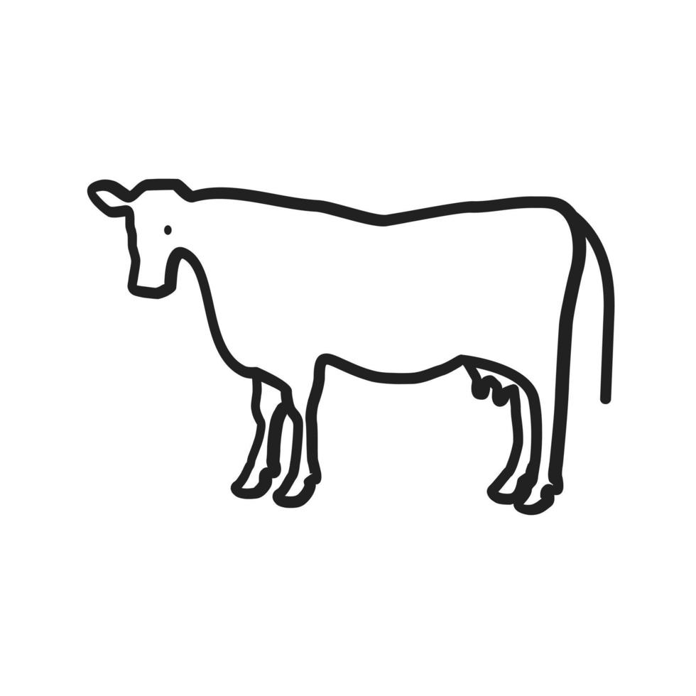 icono de línea llena de vaca vector