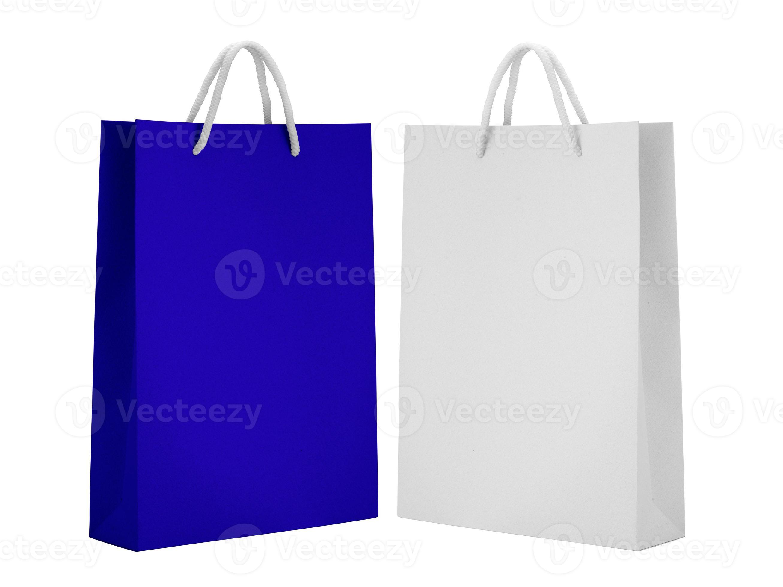 White blue empty Paper bag isolated on white background for design