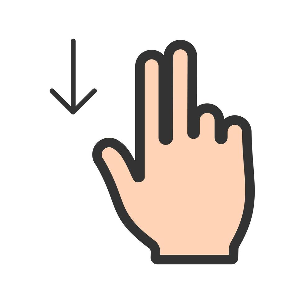 Two Fingers Down Filled Line Icon vector