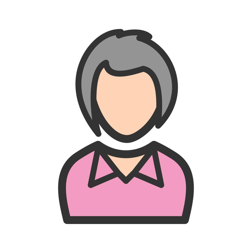 Girl in Bob Cut Hair Filled Line Icon vector