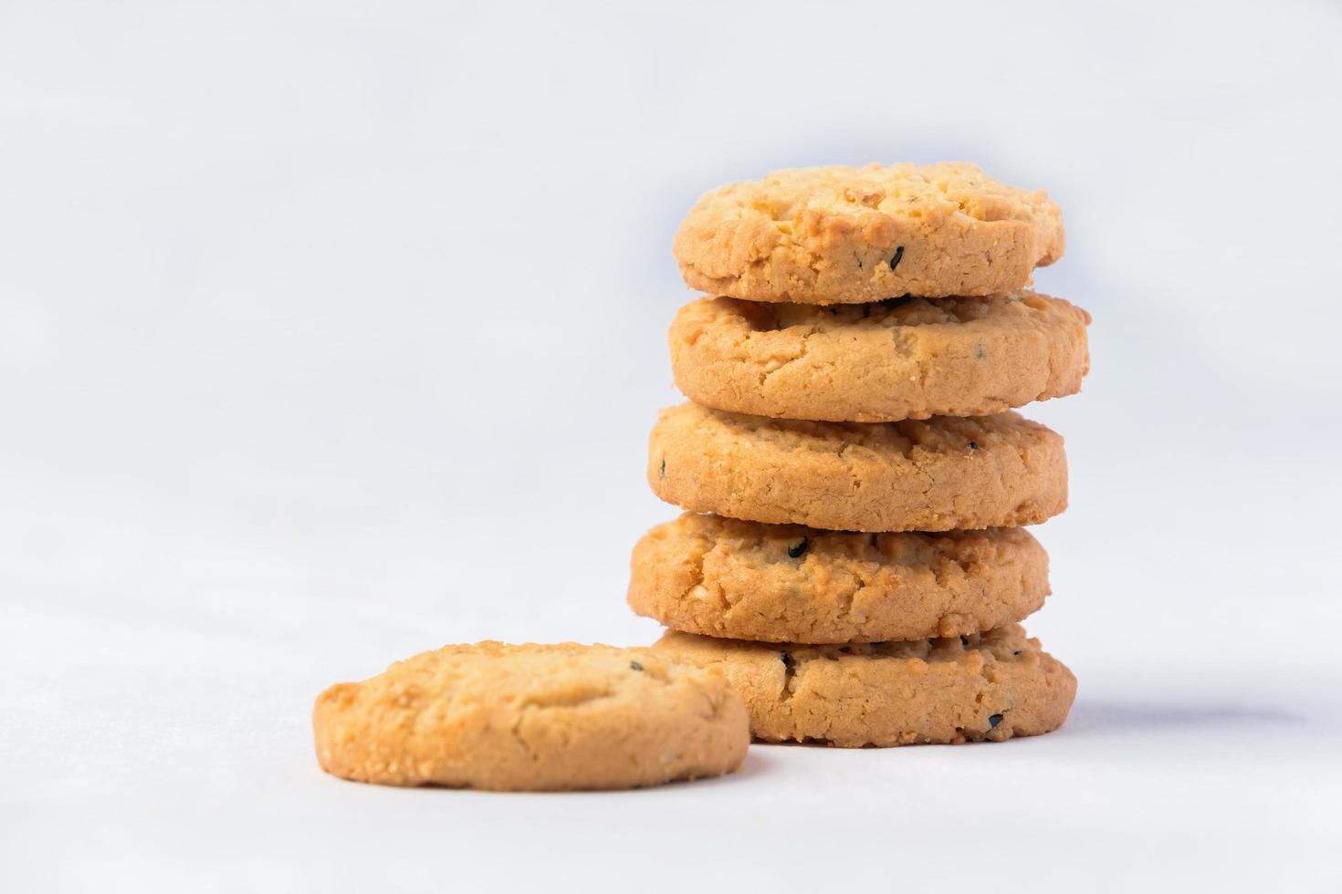 Fresh cookies bread on white background. photo