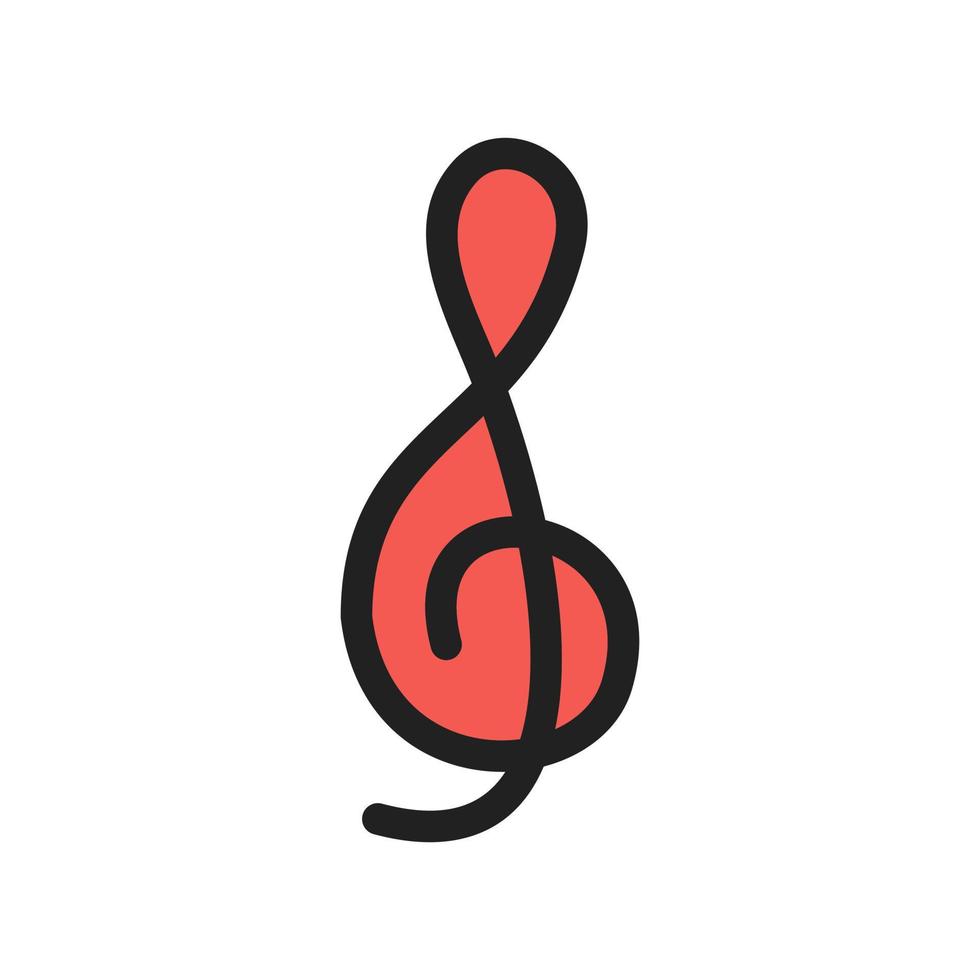 Treble Clef Filled Line Icon vector