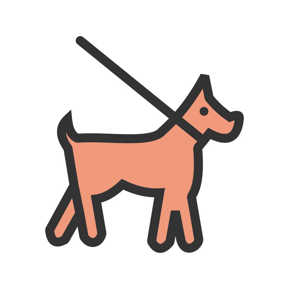 Dog on Leash Filled Line Icon vector