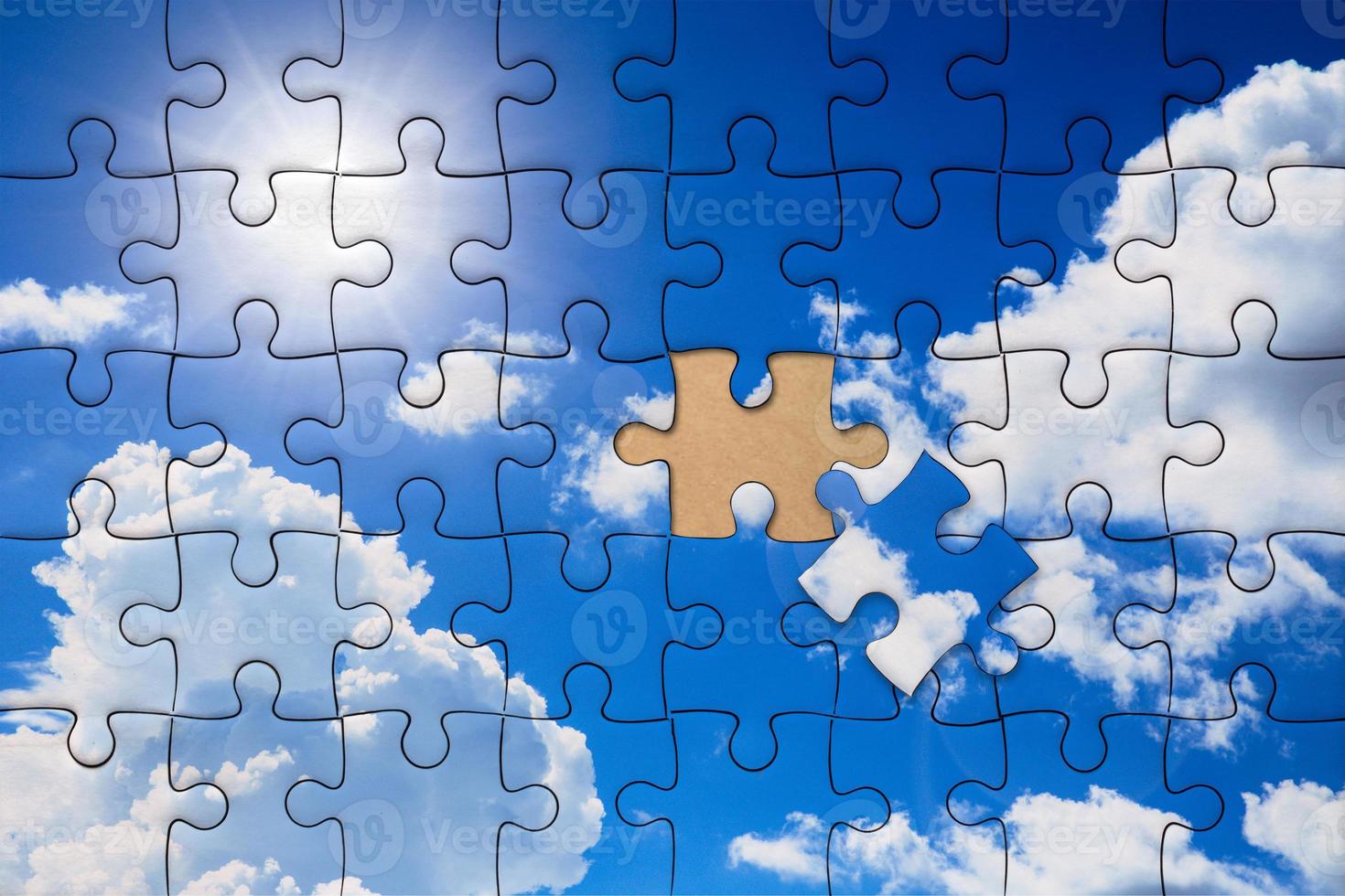 Clean cloud sky puzzle overlay for important part to making good environment concept. photo