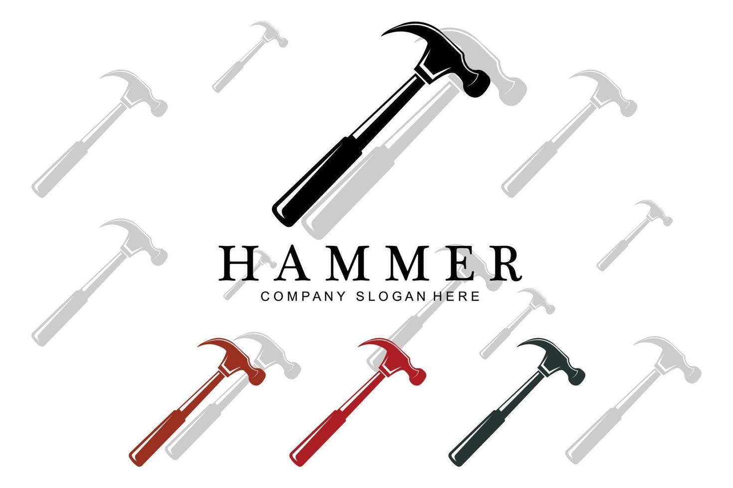 hammer, building construction tools and judge logo vector icon, vintage retro design illustration