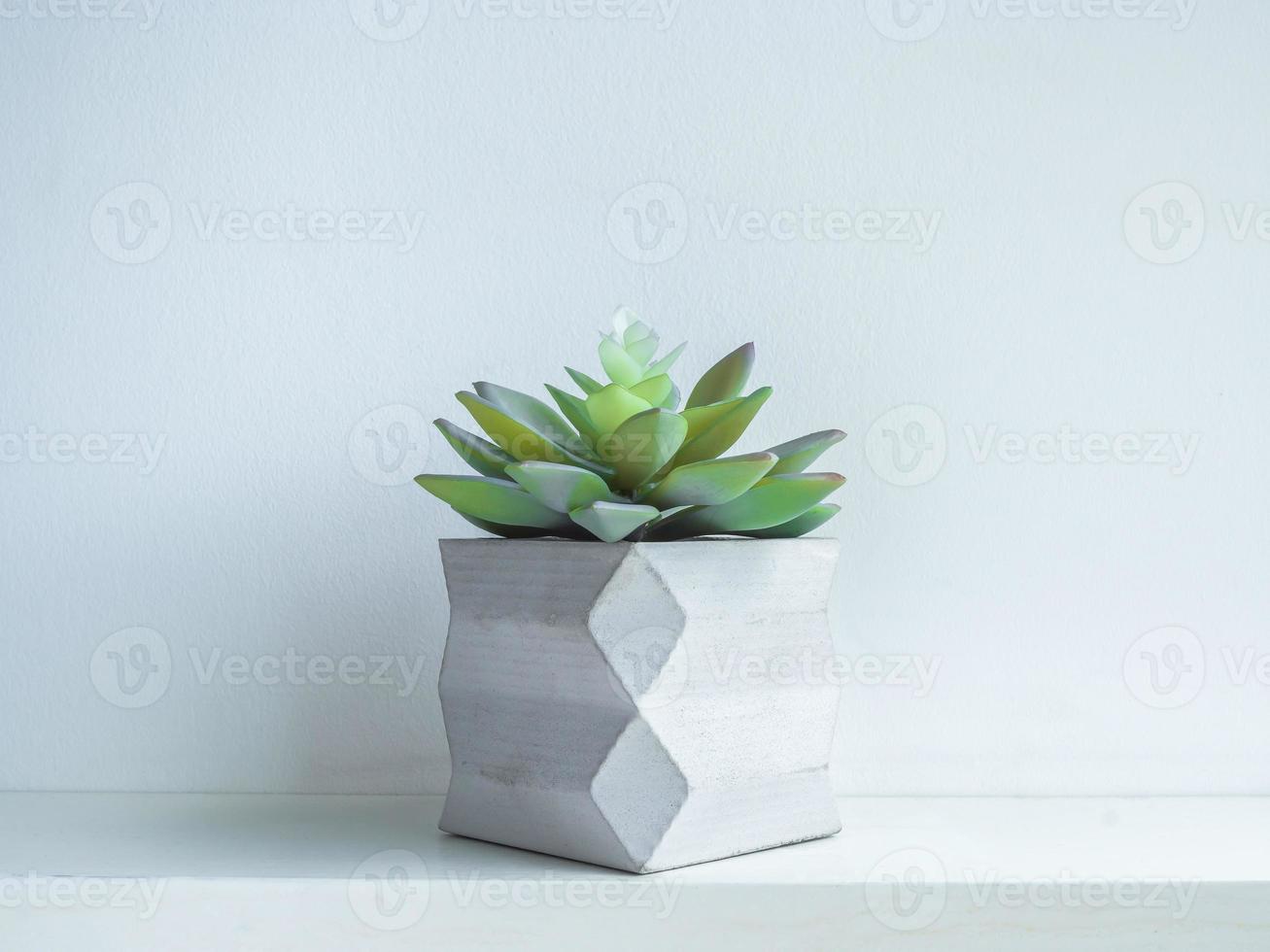 Concrete pot. Modern geometric concrete planter. photo