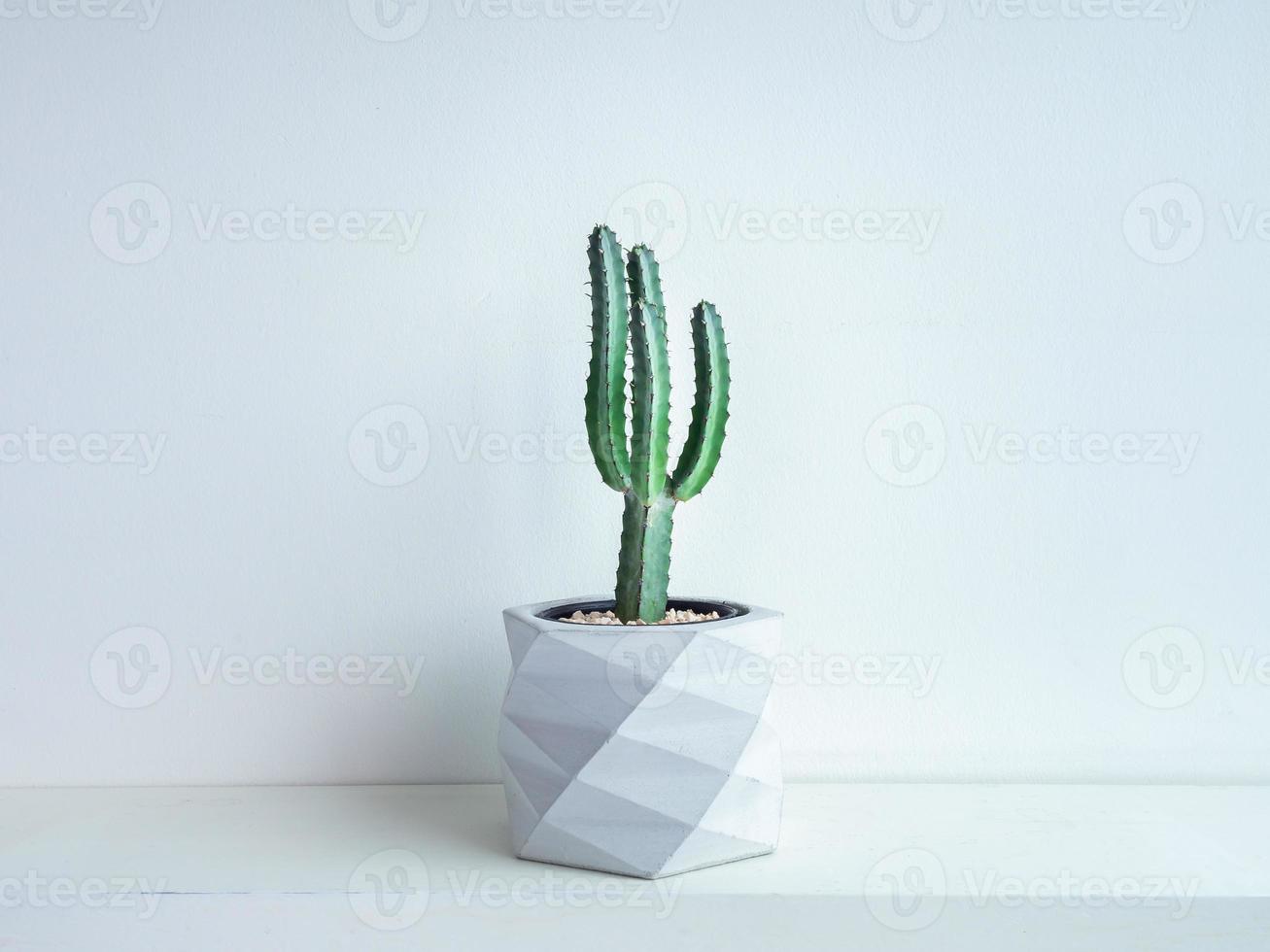 Cactus pot. Concrete pot. Modern geometric concrete planter. photo