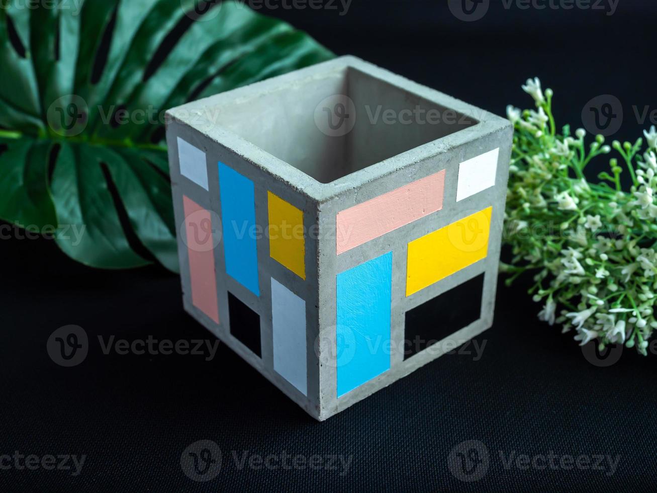 Cactus pot. Concrete pot. Modern geometric concrete planter. photo