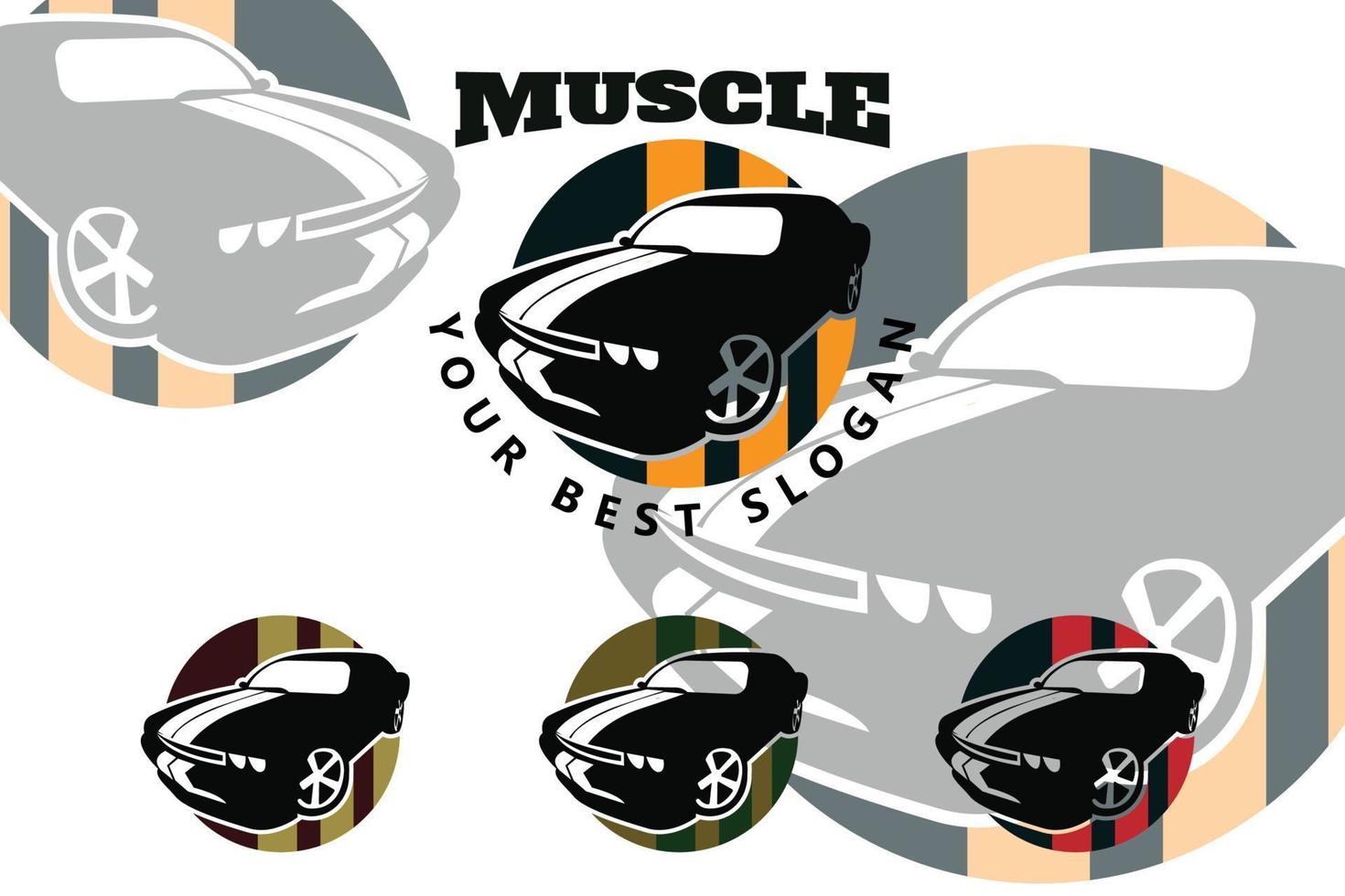 american classic car logo bundle set design, muscle automobile vehicle illustration vector