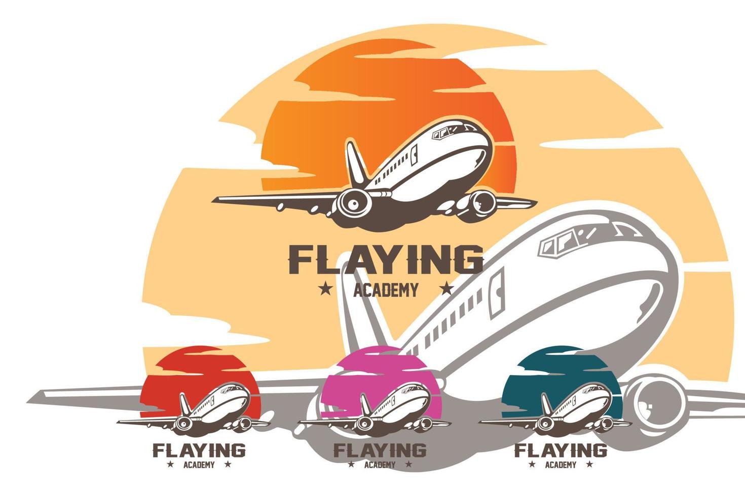 ícono del logo del avión, flotando en el aire, diseño corporativo, camisa, serigrafía, pegatina, vehículo alado vector