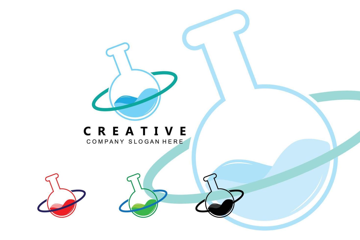 diseño de botella de laboratorio de prueba de logotipo de laboratorio médico de salud vector