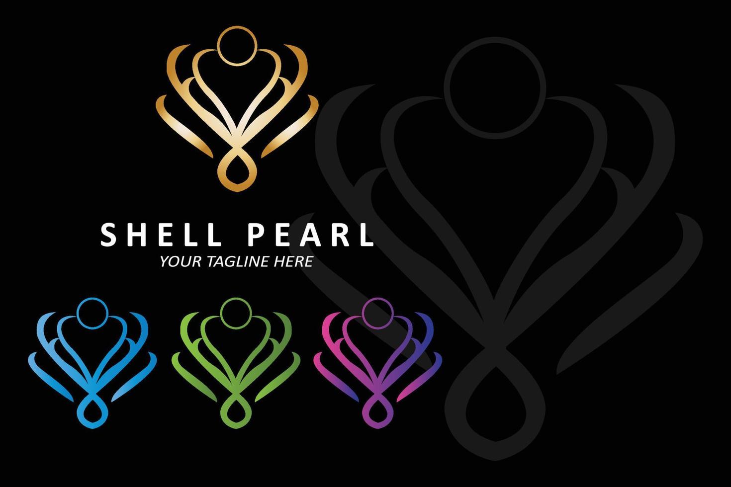 elegante diseño de logotipo de belleza de lujo joyería de perlas de concha, adecuado para pegatinas, pancartas, carteles, empresas vector