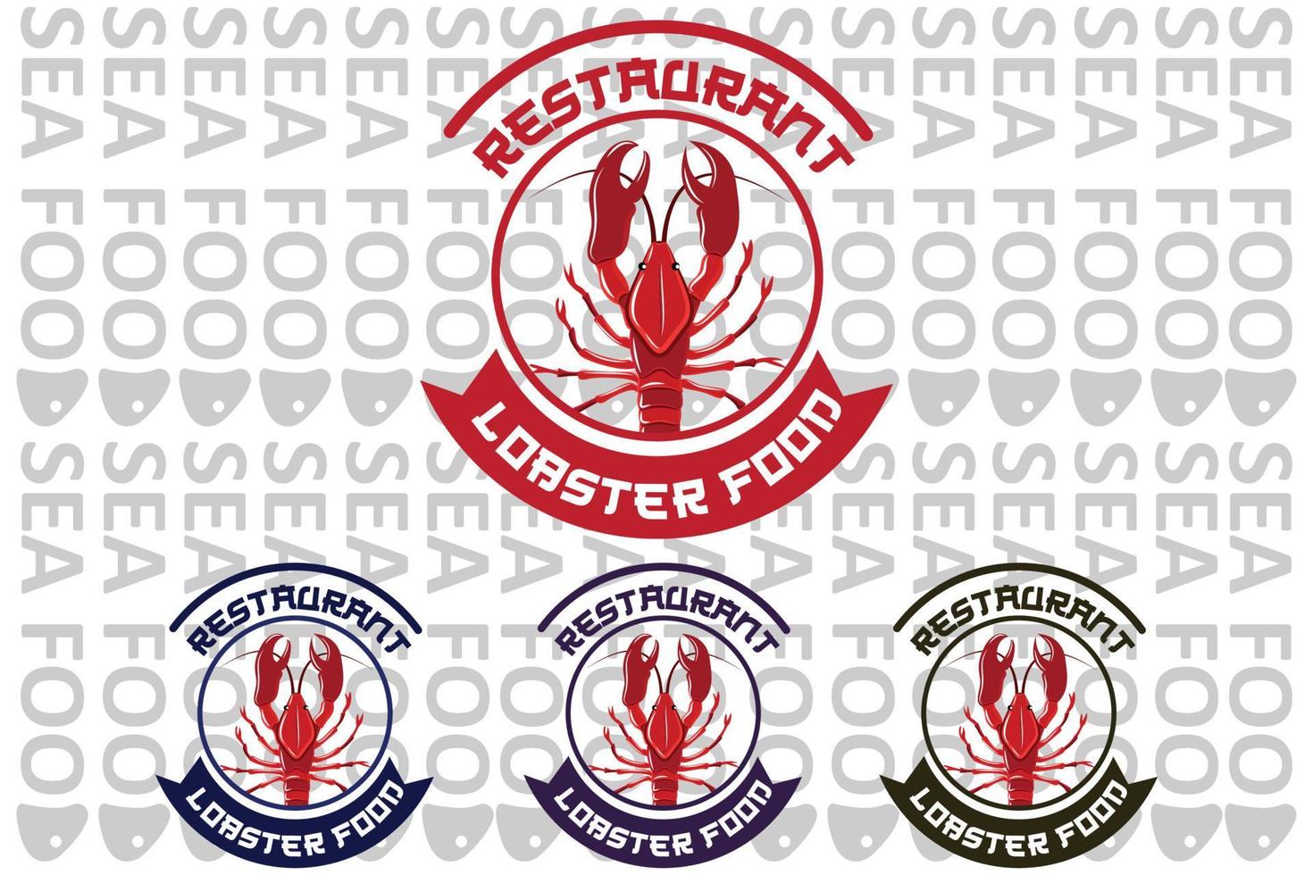 Vector Retro Logo Sea Animals Lobster,Seafood,Illustration Design Suitable for Sticker, Screen Printing, Banner, Restaurant Company