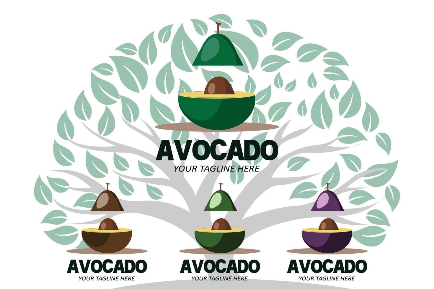 Vector Illustration Of Avocado Fruit Logo Fresh Fruit In Green Color, Available On The Market Can Be For Fruit Juice Or For Body Health, Screen Printing Design, Sticker, Banner, Fruit Company