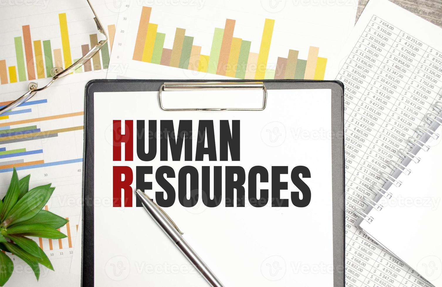 Paper with text human resources on the table on the chart photo