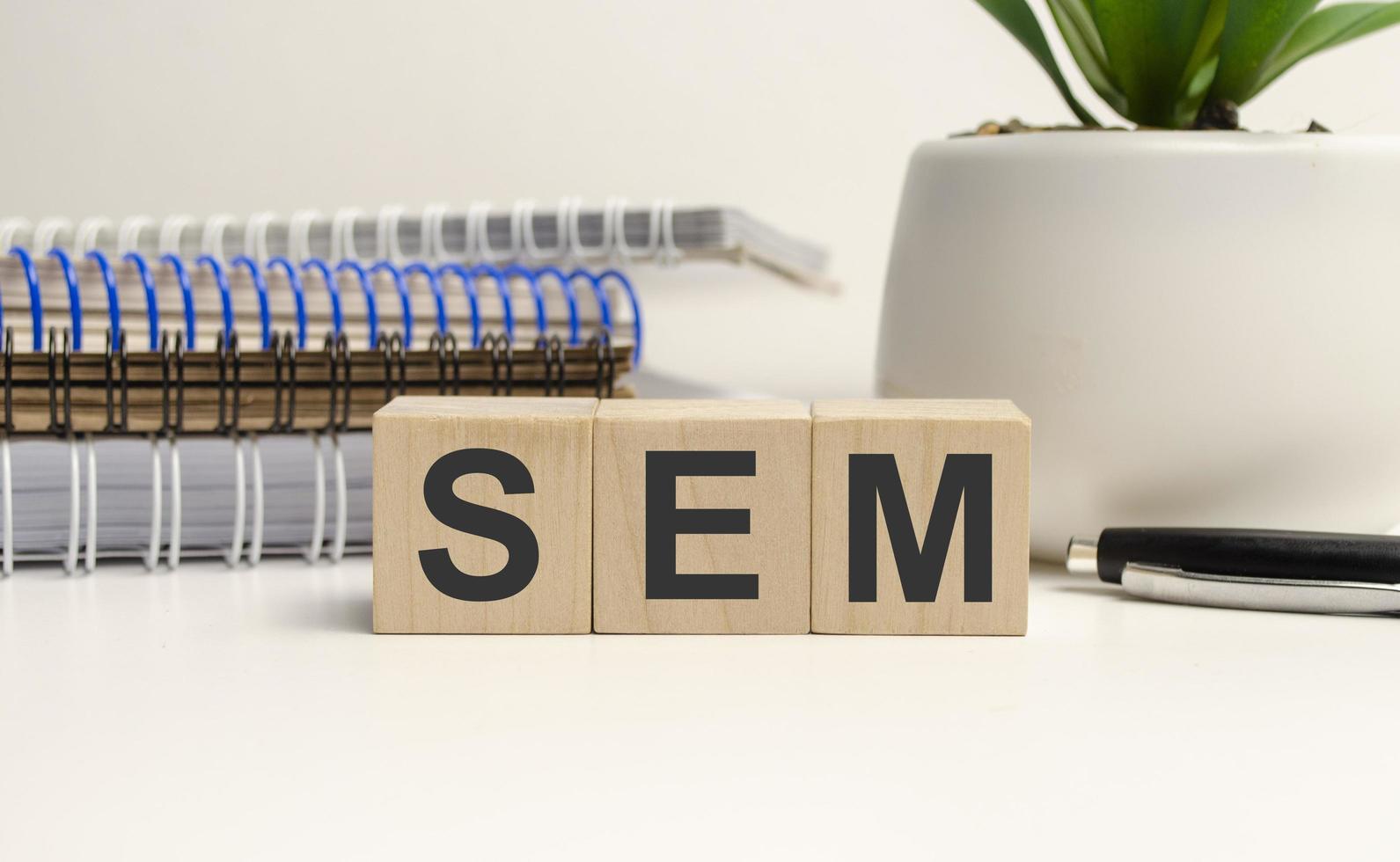 SEM word on wooden cubes. Business concept photo