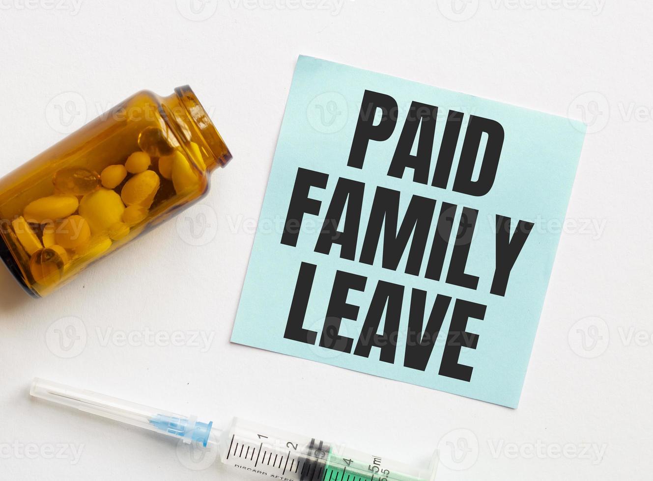 paid family leave words on white background photo