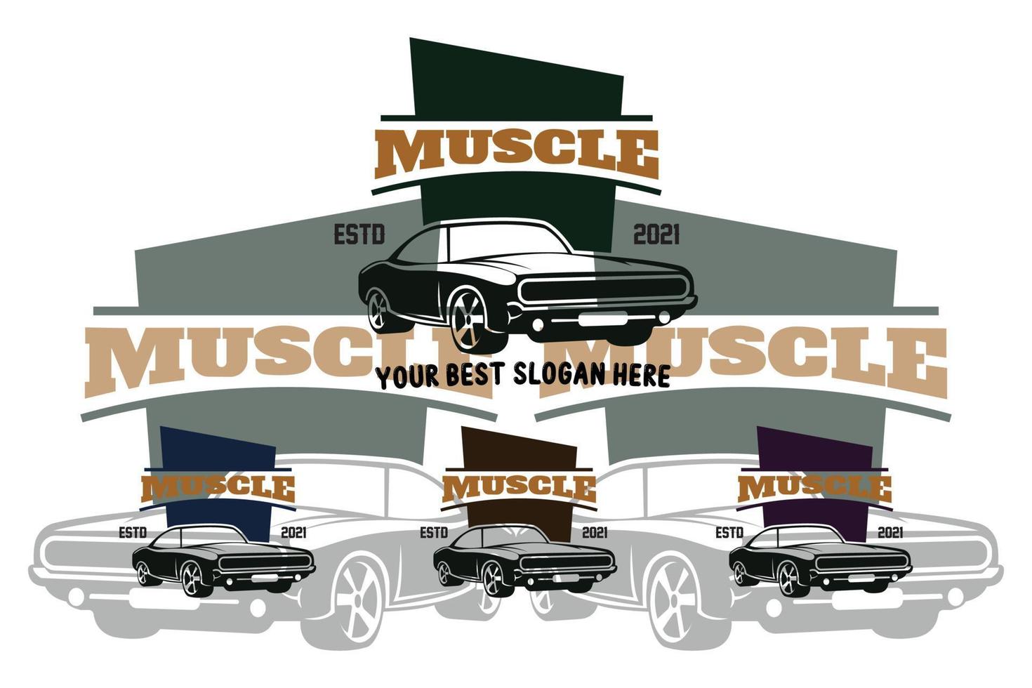 diseño de juego de paquete de logotipo de coche clásico americano, ilustración de vehículo de automóvil muscular vector