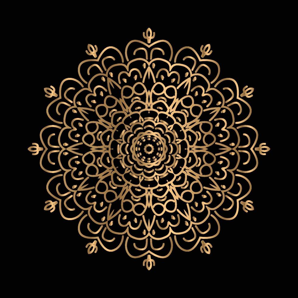 arte vectorial de patrón circular en forma de mandala para henna, mehndi, decoración. ilustración decorativa de estilo oriental étnico color dorado vector