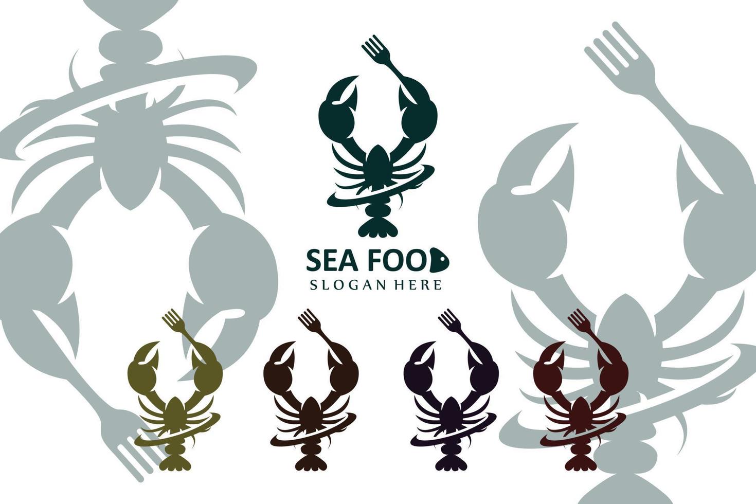 Vector Retro Logo Sea Animals Lobster,Seafood,Illustration Design Suitable for Sticker, Screen Printing, Banner, Restaurant Company