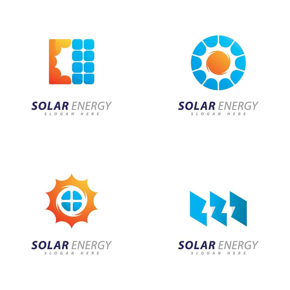 Sun energy logo design template. Creative Solar panel energy electric electricity logo vector