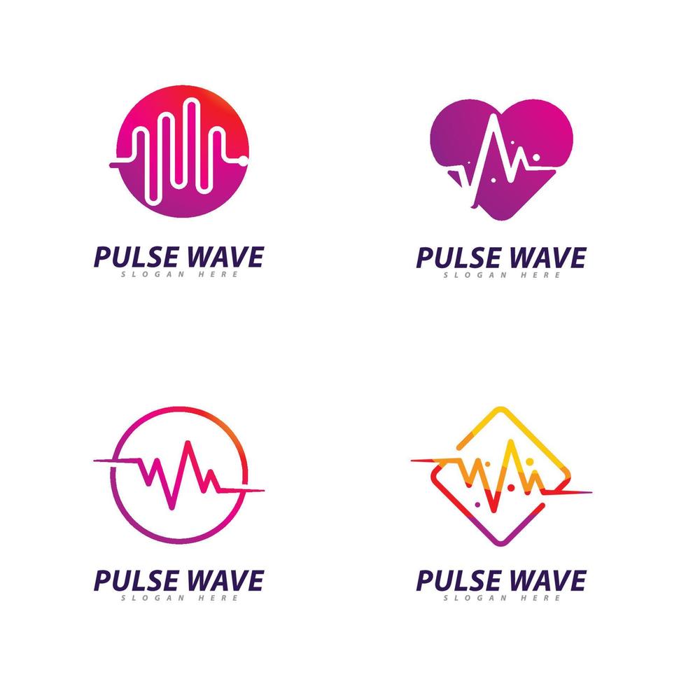 Set of Pulse Wave  logo Vector. Creative Sound waves  logo concept design template vector